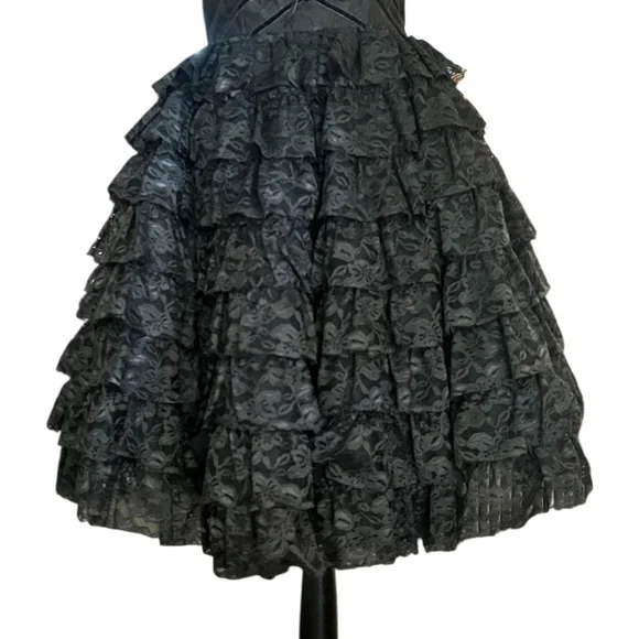 Vintage Betsey Johnson Evening Sheer Lace Velvet Ribbon Bows Goth Cupcake Dress - Picture 6 of 12